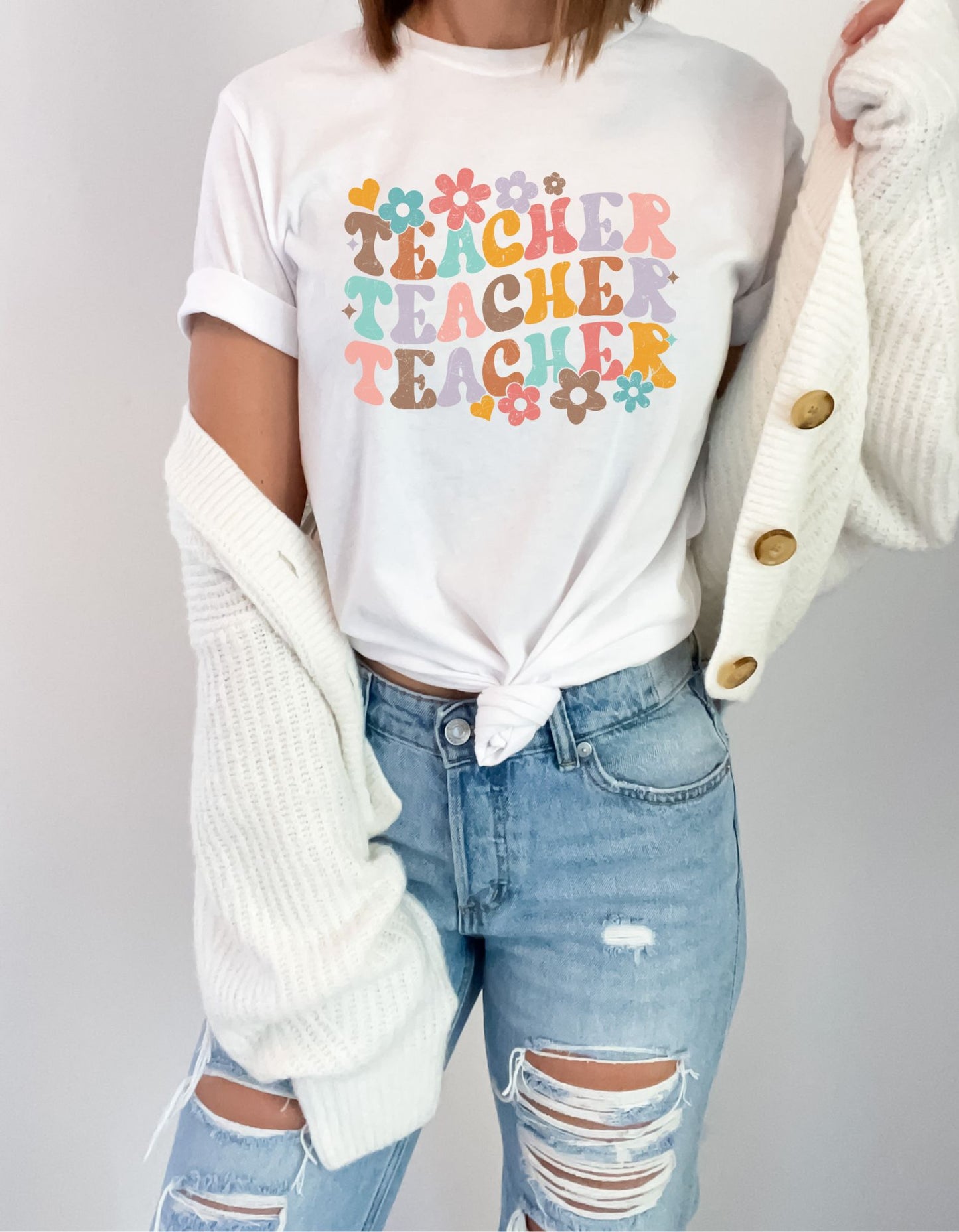 Floral Teacher T-Shirt